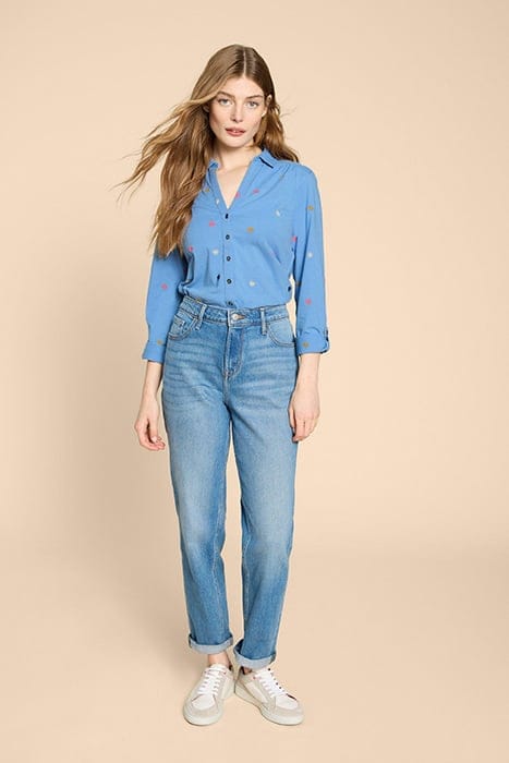 ANNIE EMBROIDERED JERSEY SHIRT BLUE MULTI 1