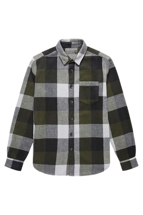 HEAVY LARGE CHECK OVERSHIRT KHAKI 1