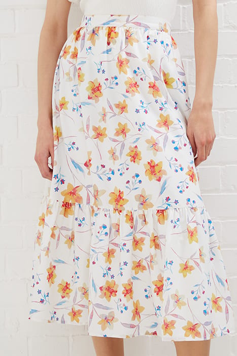 CAMILLE DRAPE TIERED MIDI SKRT WHITE 1