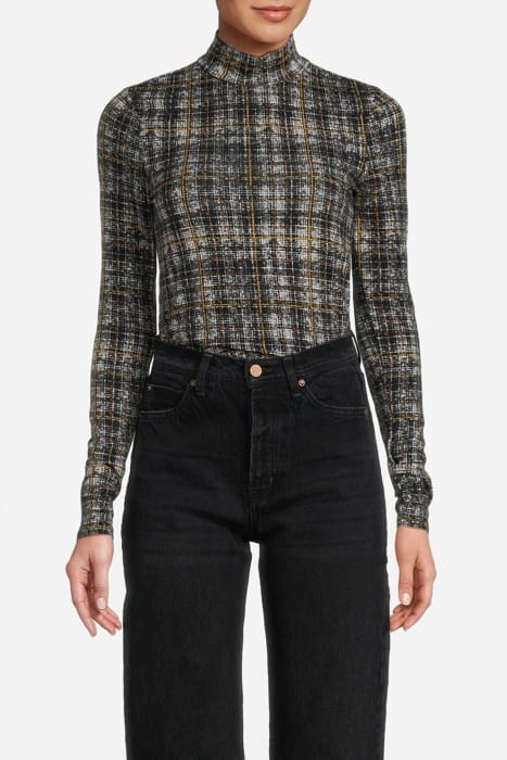 LS MOCK NECK TEE TWEED PLAID 1