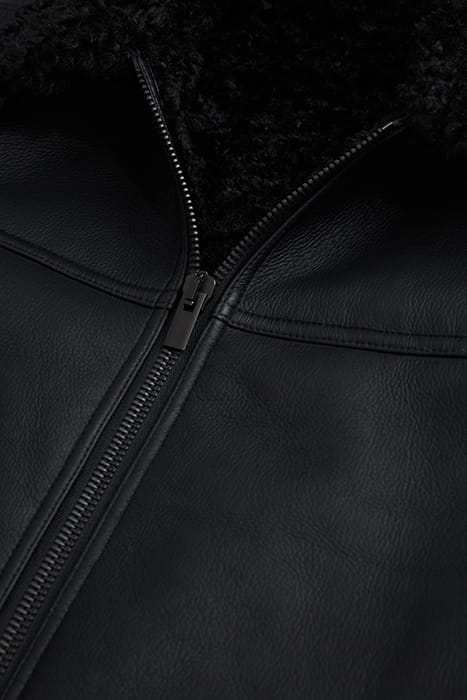BLOUSON BIKER EN FAUSSE FOURRURE BLACK 2
