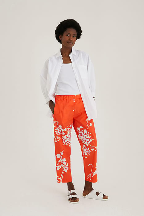 PRINTED COTTON CHINO RED ORANGE 1
