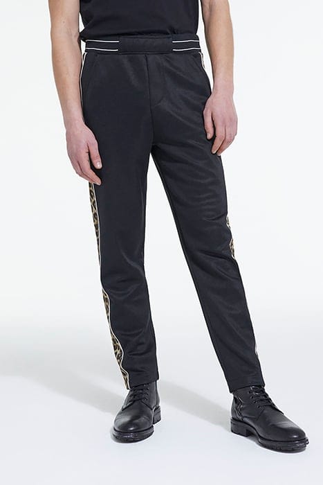 JOGGING AVEC BANDES COTES CONTRASTEES ET PIPING BLACK / LEOP 1