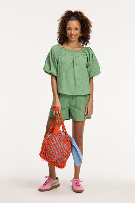 LADIES ELZA BLOUSE 3D PALM EMBRO GREEN GREEK PALM 6