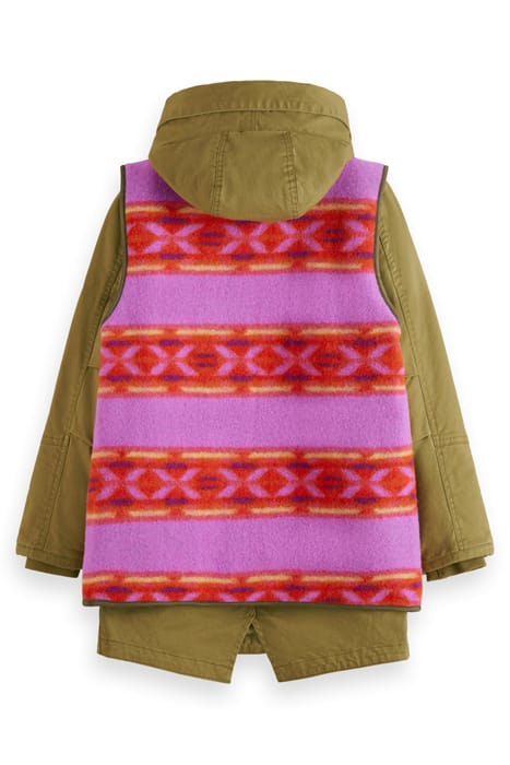 GIRLS 2-IN-1 REVERSIBLE VEST COTTON PARKA MILITARY 5
