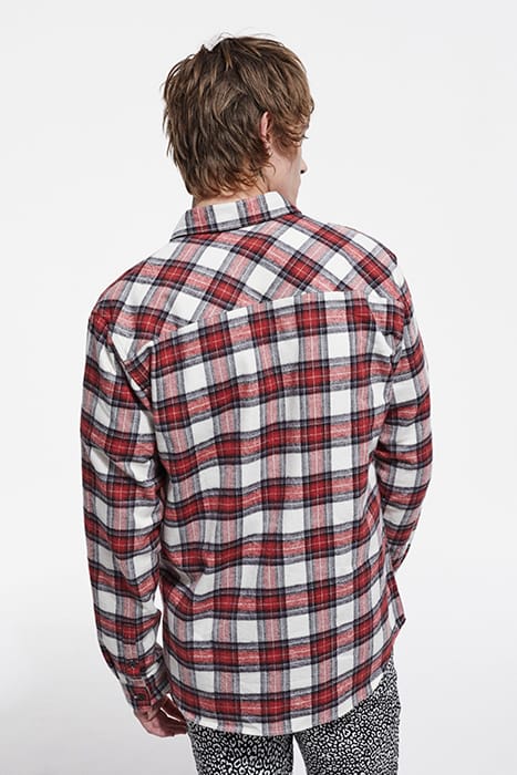 CHEMISE DROITE A CARREAUX POCHES CONTRASTEES RED 2