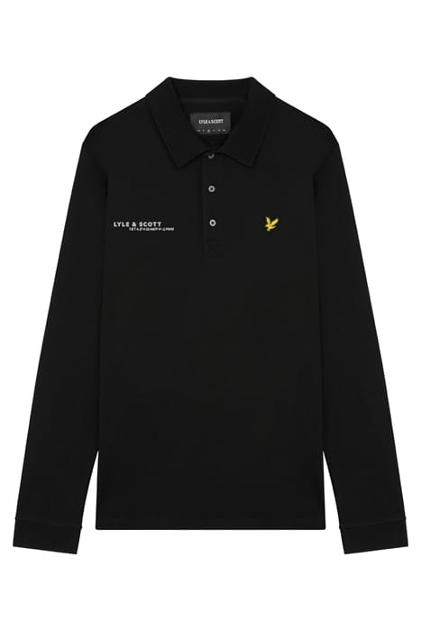 CO-ORDINATE PRINT LONG SLEEVE POLO JET BLACK 4