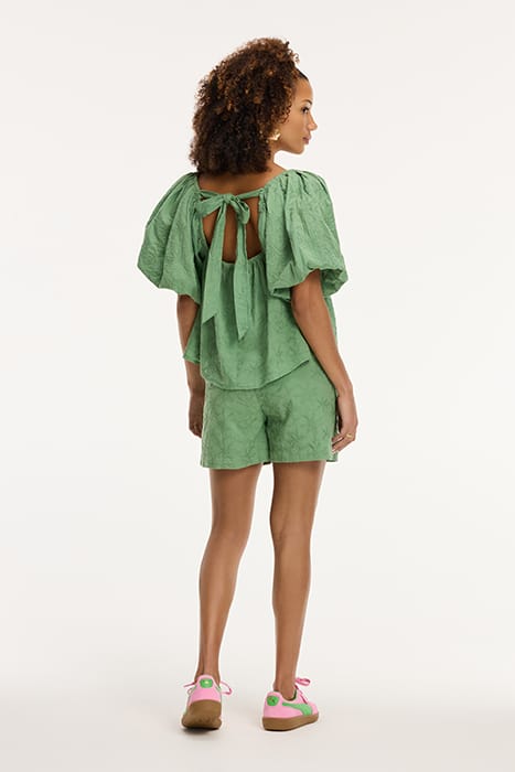LADIES ELZA BLOUSE 3D PALM EMBRO GREEN GREEK PALM 4
