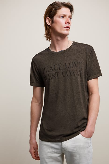 SS CREW TEE - PEACE LOVE WEST COAST DARK OLIVE 1
