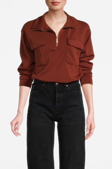 PATCH PKT ZIP FRONT MOCK NECK ARABIAN SPICE 1