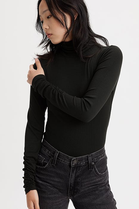RUCHED LONG-SLEEVED TOP BLACK 4
