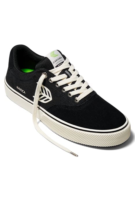 UNISEX NAIOCA PRO BLACK SUEDE AND CANVAS IVORY LOGO SNEAKER 2