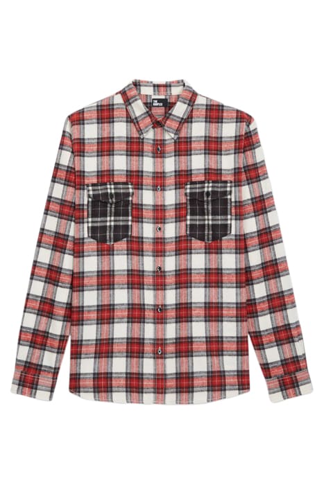 CHEMISE DROITE A CARREAUX POCHES CONTRASTEES RED 5