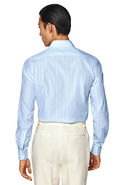 STRIPED POPLIN SLIM FIT SHIRT LIGHT BLUE 2