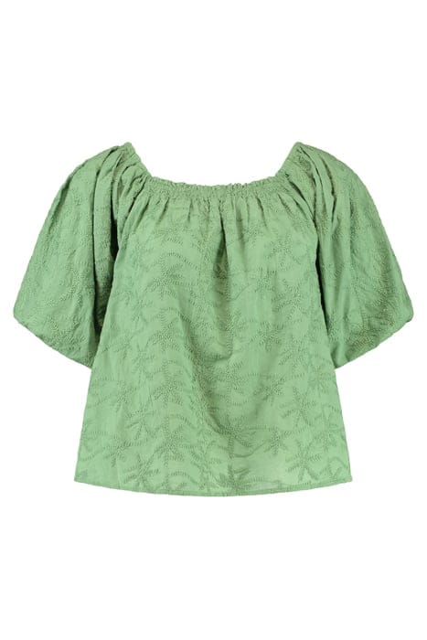 LADIES ELZA BLOUSE 3D PALM EMBRO GREEN GREEK PALM 5