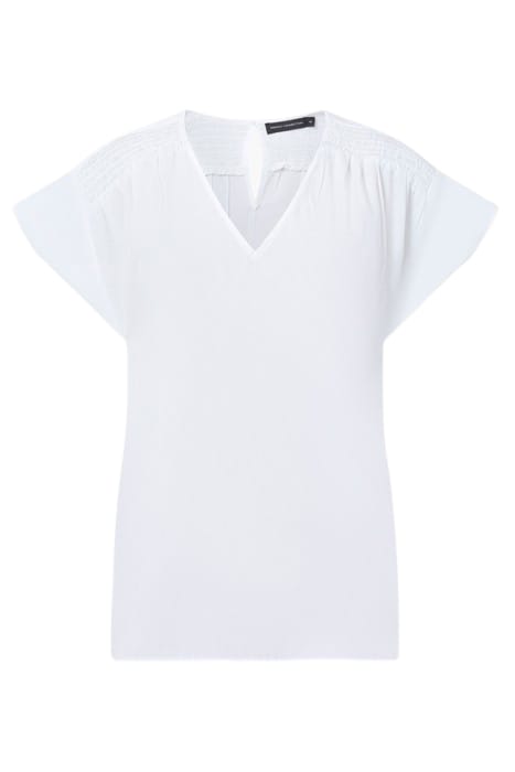 RUCHED SHOULDER SS WHITE 1