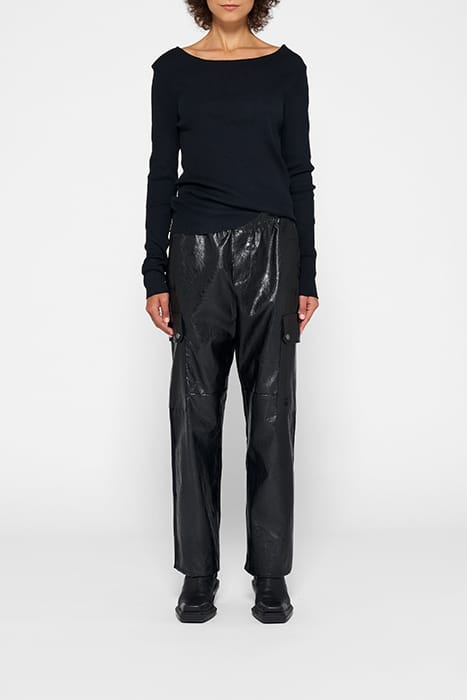 LEATHER LOOK CARGO JOGGER BLACK 2