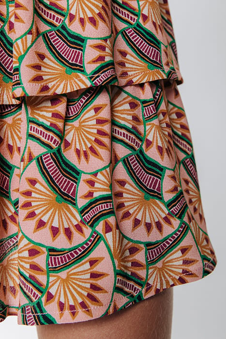 DAPHNE GRAPHIC FAN TWO LAYER MINI SKIRT VINTAGE PINK 4