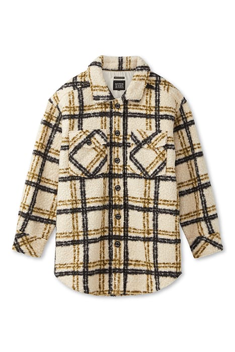 KNIT BOUCLE SHACKET FIR GREEN/BLACK PLAID 3