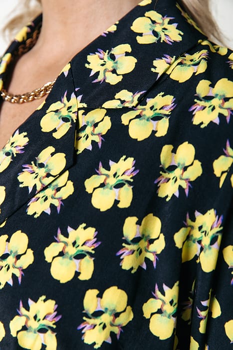 VIVIAN SMALL FLOWER MAXI DRESS LS BRIGHT YELLOW 3