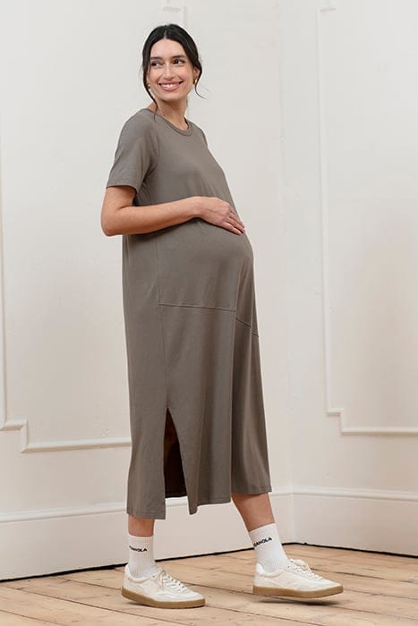 MATERNITY T-SHIRT DRESS KHAKI 3