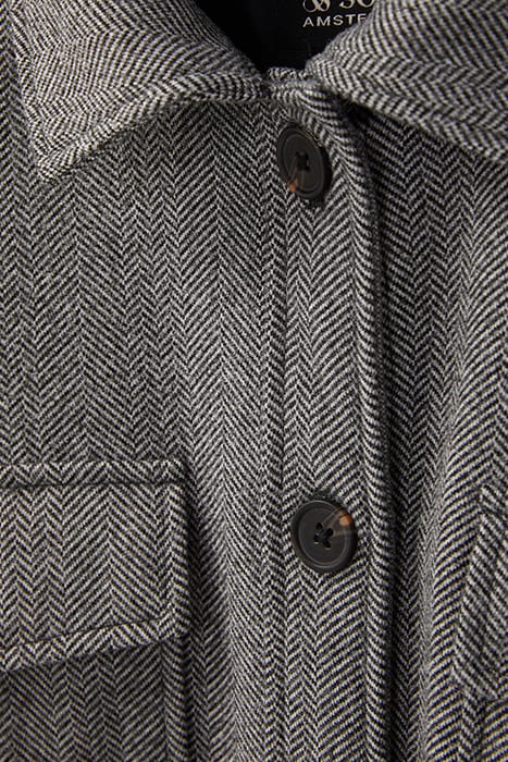 KNIT HERRINGBONE SHIRT JACKET GREY HERRINGBONE 6