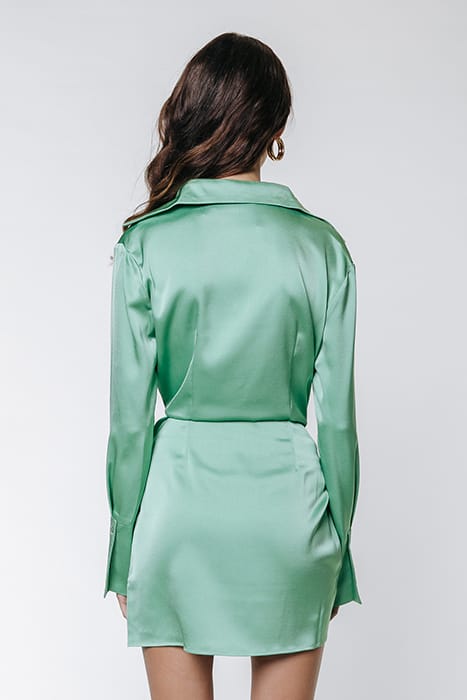 METTE UNI SATIN KNOTTED SHIRT DRESS MINT 2