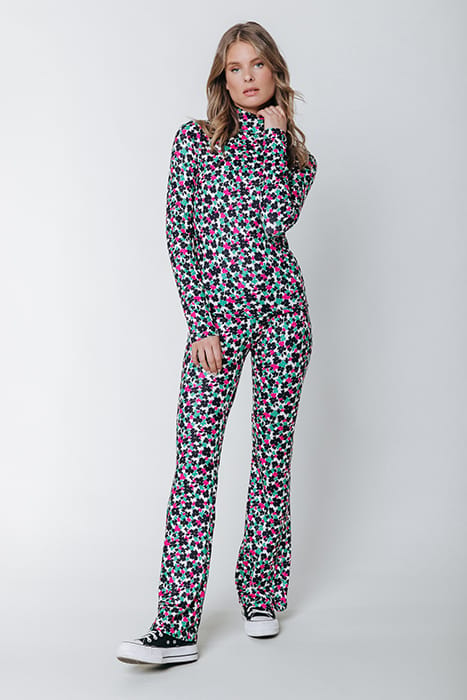 NEYO CUTE FLOWER PEACHED TURTLENECK TOP MULTICOLOR 2