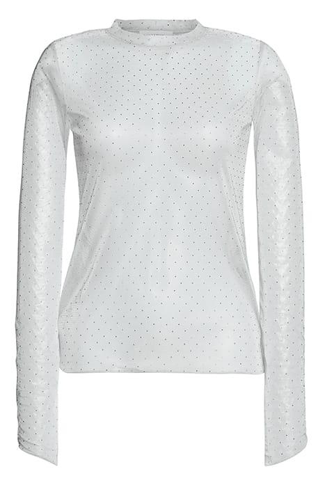 METALLIC MESH LONGSLEEVE WITH RHINESTONES PEBBLE GREY 1