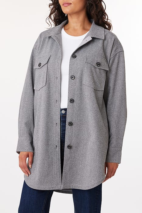 KNIT HERRINGBONE SHIRT JACKET GREY HERRINGBONE 1