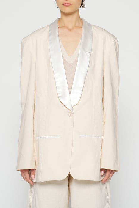 SMOKING BLAZER SLUB TWILL ECRU 1