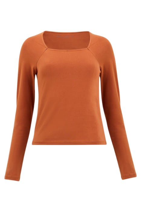 RALLIE COT ELAS LS SQ NK TEE BROWN 4