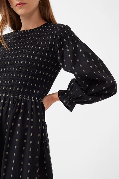 ELLA EMBR LS RND NK DRESS BLACK 3