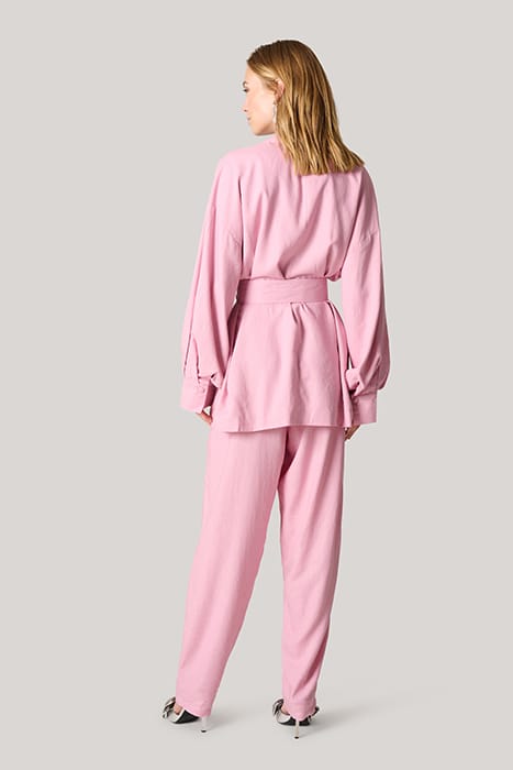 LA-SBLINEN BELTED BLAZER PINK 3
