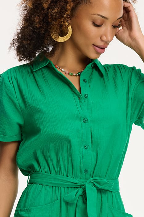 LADIES FREYA MOUSSELINE WAFFLE JUMPSUIT BASIL GREEN 8