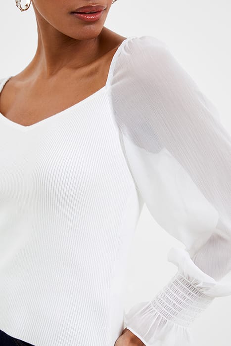 MAIA KRISTA CREPE MIX JUMPER WHITE 3