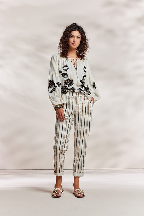 TOP LINNEN HEAVY EMBROIDERY IVORY 1