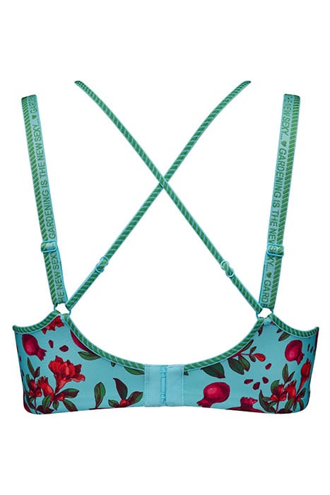 FORBIDDEN FRUIT POMEGRANATE PRINT PLUNGE BALCONY BRA 5