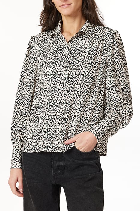 BUTTON UP WITH GATHERS ABSTRACT DOTS 1