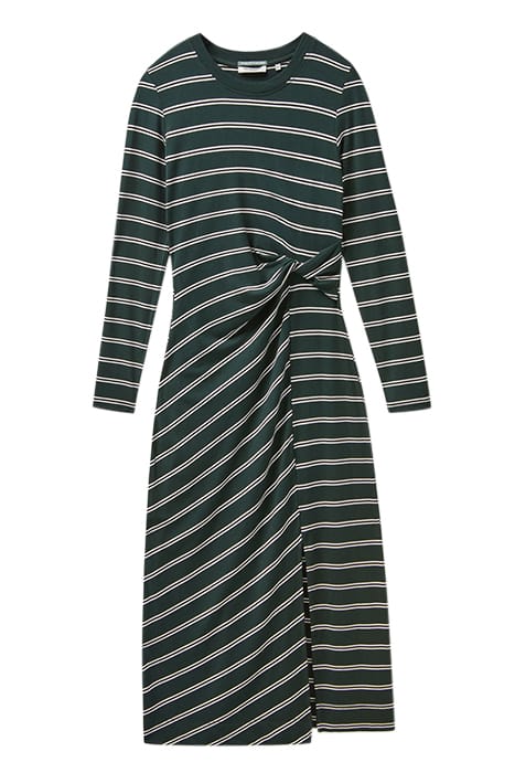 LS KNIT DRESS SCARAB/BLACK/WHITE STRIPE 3