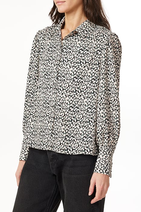 BUTTON UP WITH GATHERS ABSTRACT DOTS 5