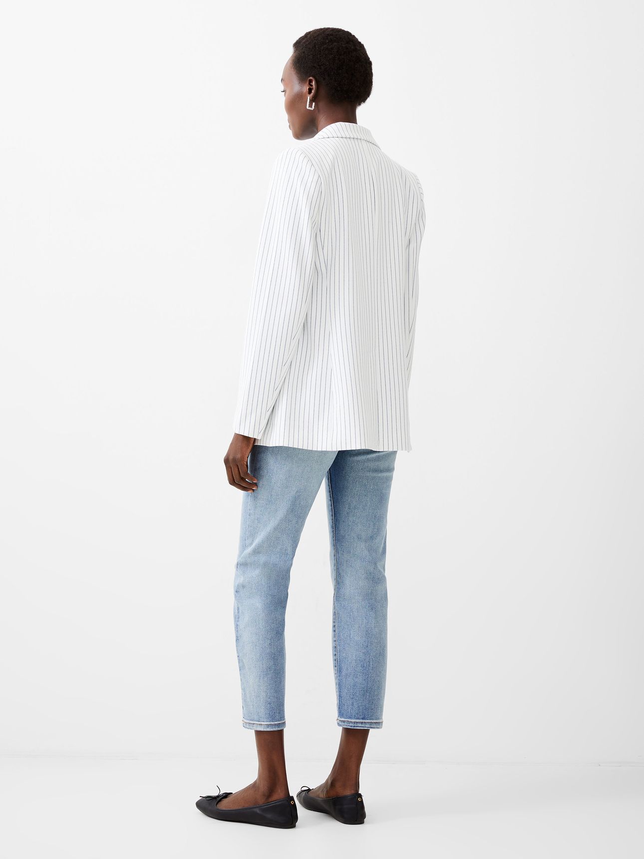 FRENCH CONNECTION WHISPER PINSTRIPE JACKET SUMMER WHITE/MARI 3
