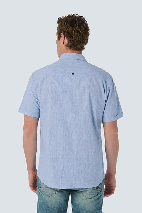 SHIRT SHORT SLEEVE 2 TONE WITH LINEN COBALT 2