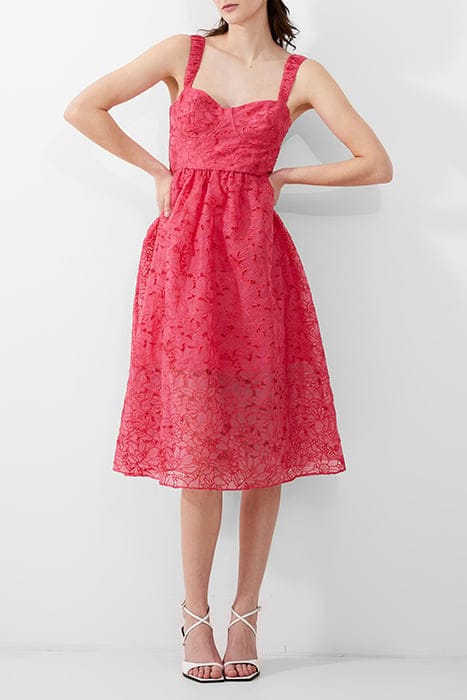 EMBROIDERED LACE STRAPPY DRESS RED 1