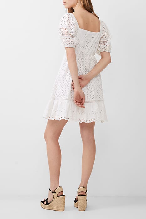 FRENCH CONNECTION ALISSA COTTON BRODERIE DRESS LINEN WHITE 2
