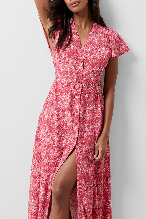 FRENCH CONNECTION CASS DELPHINE SS V NK MIDI DRESS TRUE RED  4