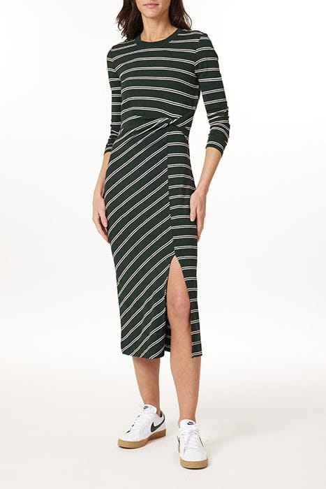 LS KNIT DRESS SCARAB/BLACK/WHITE STRIPE 1