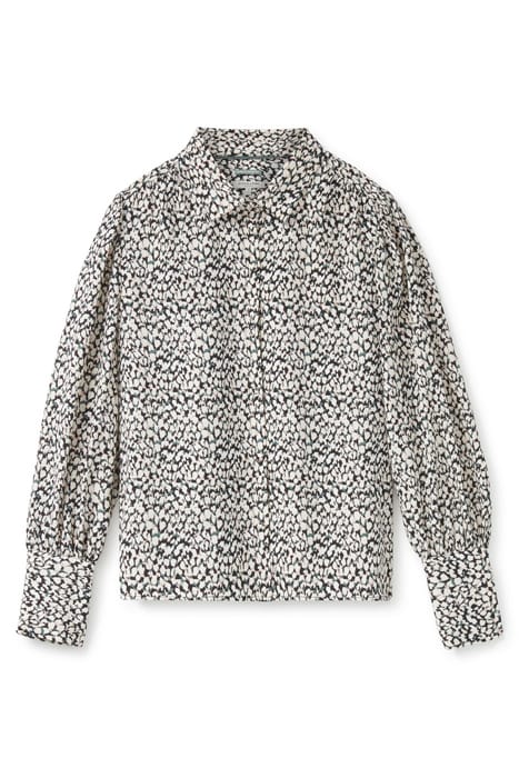 BUTTON UP WITH GATHERS ABSTRACT DOTS 3