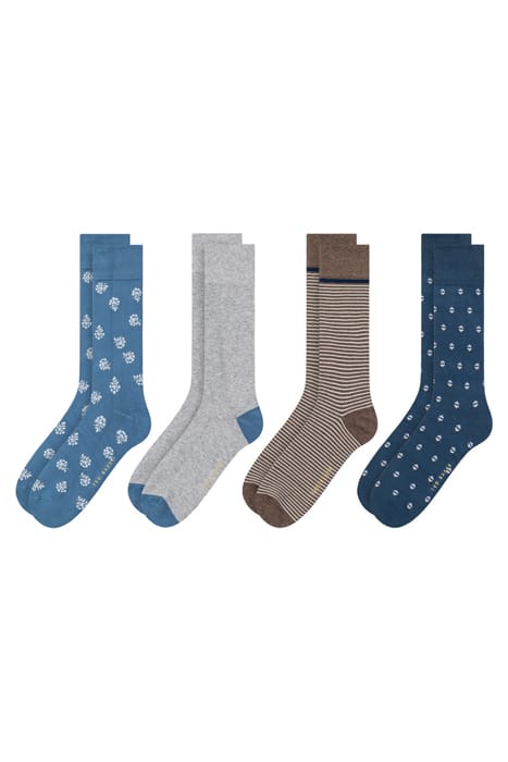 4PK MENS NON TERRY DRESS CREW BLUE 1