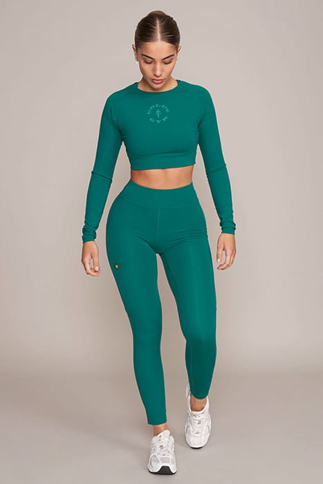 HELEN - WOMEN'S CROPPED LONGSLEEVE TOP GREEN 3